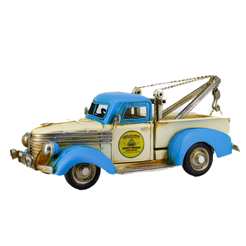 Boyle Vintage Tow Truck Metal Ornament Blue/White 29cm