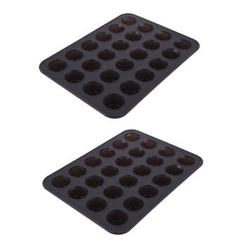 2PK Daily Bake Silicone 24-Cup Mini Muffin Pan Bakeware - Charcoal