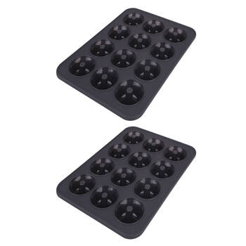 2PK Daily Bake Silicone 12-Cup Mini Doughnut Pan 32.5x24.5cm - Charcoal