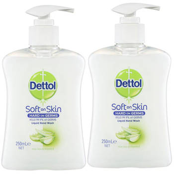 2pc Dettol 250ml Liquid Hand Wash Aloe Vera/Vitamin E w/ Pump