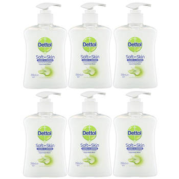 6pc Dettol 250ml Liquid Hand Wash Aloe Vera/Vitamin E w/ Pump