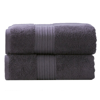 2pc Renee Taylor Bath Sheet Set Brentwood 650 GSM Low Twist Cotton Carbon