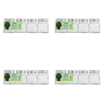 4PK 4PK Lemon & Lime 280ml Square Jar Capri Glass w/ Silver Lid