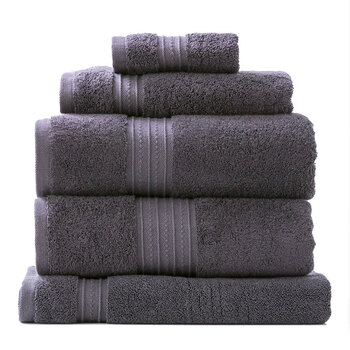 5pc Renee Taylor Towel Set Brentwood 650 GSM Low Twist Cotton Carbon