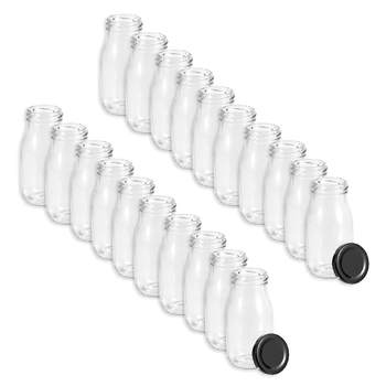 20PK Lemon & Lime 200ml Glass Milk Bottle Container - Assorted