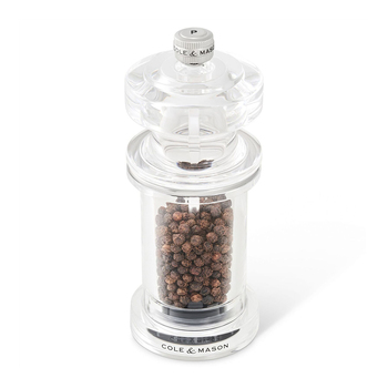 Cole & Mason 605 Acrylic 14cm Pepper Mill Spice Grinder - Clear