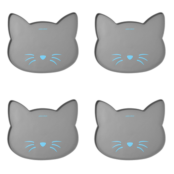 4PK 2Pc Paws & Claws 45.5cm Silicone Cat Feeding Mat Asstd