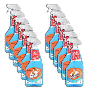 12PK Mr. Muscle Clear Liquid Glass Cleaner Pump Bottle 500ml - Blue