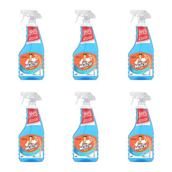 6PK Mr. Muscle Clear Liquid Glass Cleaner Pump Bottle 500ml - Blue