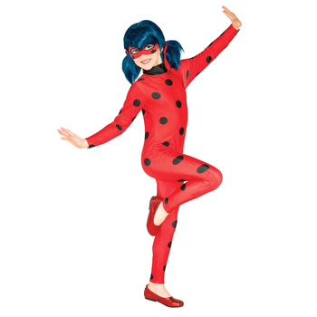 Miraculous Ladybug Size 6-8 Girls Jumpsuit Superhero Costume w/ Mask