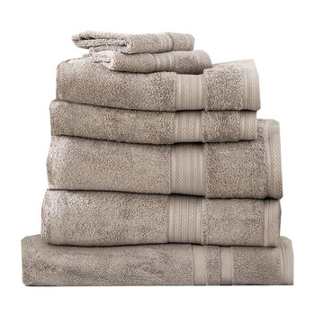 7pc Renee Taylor Towel Set Stella 650 GSM Super Soft Bamboo Cotton Pewter