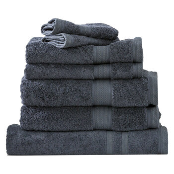 7pc Renee Taylor Towel Set Stella 650 GSM Super Soft Bamboo Cotton Indigo