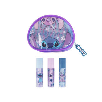 3pc Disney Stitch Lip Gloss & Purse Cosmetic Kit Set Kids 5y+