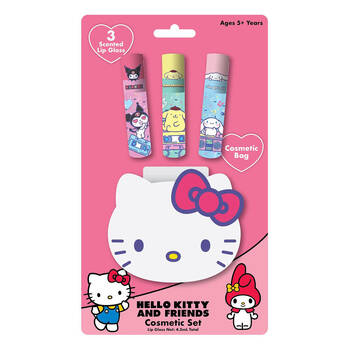 3pc Hello Kitty & Friends Scented Lip Gloss w/ Cosmetic Bag 4.5ml Kids 5y+