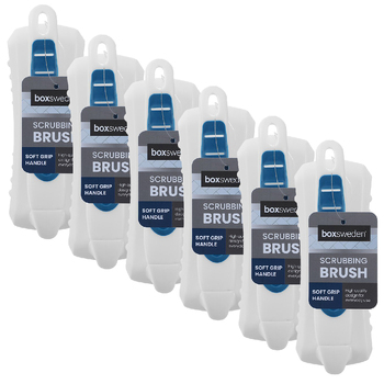 6PK Boxsweden Clean Scrubbing Brush Comfort Grip Handle - White