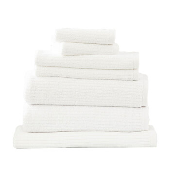 7pc Renee Taylor Towel Set Cobblestone 650 GSM Cotton Ribbed White