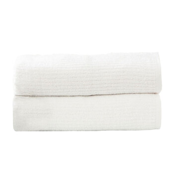 2pc Renee Taylor Bath Sheet Set Cobblestone 650 GSM Cotton Ribbed White