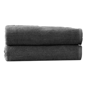 2pc Renee Taylor Bath Sheet Set Cobblestone 650 GSM Cotton Ribbed Granite