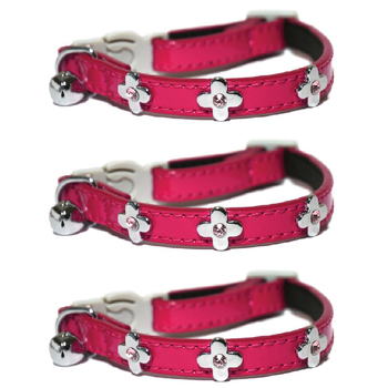3x Rosewood Electric Quick Release Safety Buckle w/ Bell Cat Collar - Pink