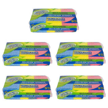 5x 9pc Fresh Start Multipurpose Cleaning Cellulose Sponge Value Pack