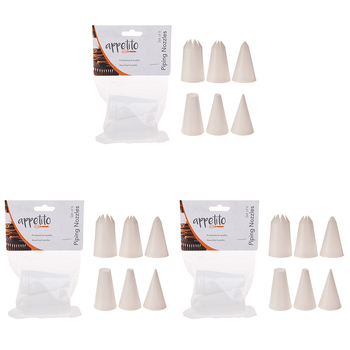 3x 6pc Appetito Asst. Plastic Piping Nozzles Home Kitchen White
