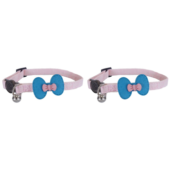 2x Rosewood Bow Quick Release Safety Buckle Cat Collar - PNK//Teal
