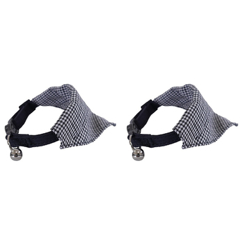 2x Rosewood Designer Quick Release Dogtooth Cat Bandana - Grey