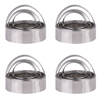 4x 3pc Appetito Stainless Steel Plain Scone Cutters w/Handle