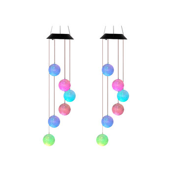 2x Licht Solar Hanging Ball Colour Changing LED 70cm