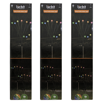 3x Licht Solar Firefly Stake Lights Warm White LED 70cm