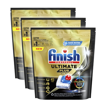 3PK 45pc Finish Powerball Ultimate Plus All In 1 Dishwashing Tablets Fresh Burst