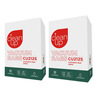 2x 20pc CleanUp Hoover Action Mode Vacuum Bags with Micro-Filtration White