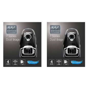 2x 4pc Wertheim 7 Series Vacuum Bags for Enhanced Cleaning Performance Blue