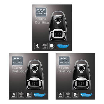 3x 4pc Wertheim 7 Series Vacuum Bags for Enhanced Cleaning Performance Blue