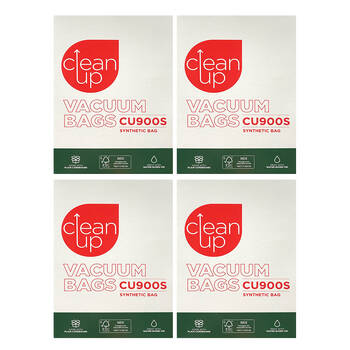 4x 10pc CleanUp CU900S Synthetic Vacuum Bags for Backpack Cleaners White