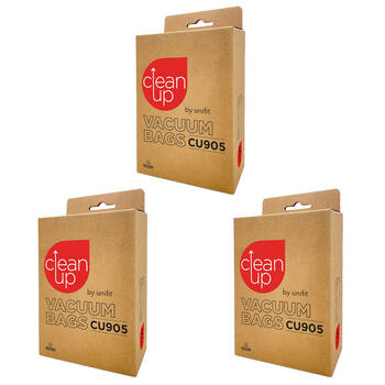 3x 5pc CleanUp CU905 Vacuum Bags for Nilfisk GD5/GD10/PV500/JV500 White