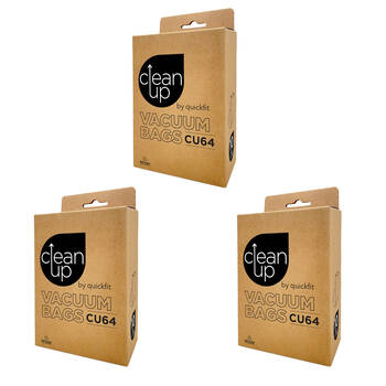 3x 10pc CleanUp CU64 Replacment Vacuum Bags for Backpack Cleaners Brown