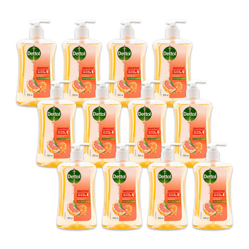 12PK Dettol 500ml Liquid Pump Hand Wash Antibacterial - Grapefruit