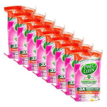 8x 110pc Pine O Cleen Clean Biodegradable Disinfectant Wipes Tropical Blossom
