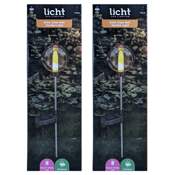 2x Licht Eco Lighting Solar Clear Ball Light Warm White LED 72cm