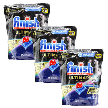 3x 61pc Finish Ultimate All In 1 Powerball Dishwasher Tablets