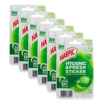 6x 2pc Harpic 425g Hygienic & Fresh Sticker Adhesive Toilet Block Freshener