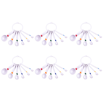 6x 6pc Appetito Plastic Measure Spoons Home Kitchen Cooking White