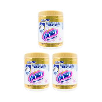3PK Vanish Napisan Oxi Action Gold Pro Stain Remover Powder Crystal White 1kg