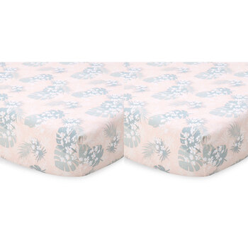2PK Little Haven Baby/Infant Cotton Fitted Cot Sheet Botanical Leaf 135cm