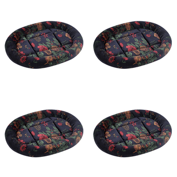 4x 3pc Paws & Claws Floral Cat Bed Oval 42x36cm - Assorted