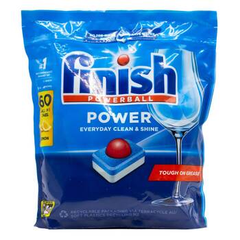 60pc Finish Dishwasher Tablets Powerball Power All-in-1 Lemon