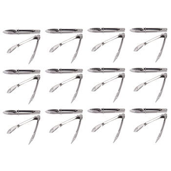 12x 2pc Appetito Stainless Steel Mini Tongs 18cm Home Kitchen Cooking