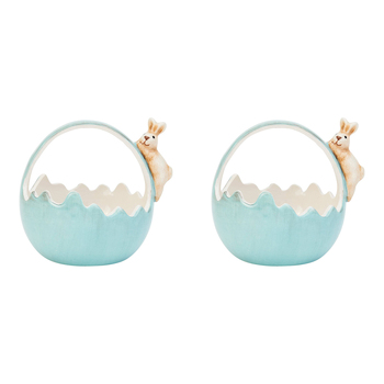 2PK Annabel Trends Ceramic Bunny Basket Small 8.5cm Blue