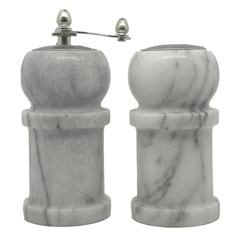 2pc Marble Salt & Pepper Grinder Shaker Set - White